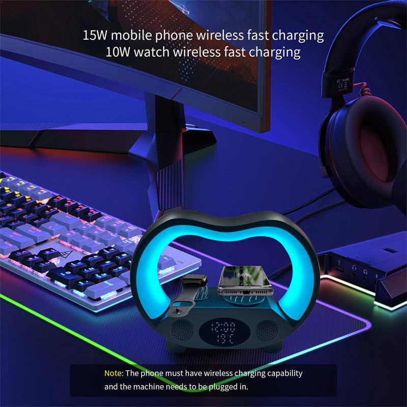 6 In 1 Smart Remote Control Bluetooth Speaker Ambience Intelligent LED Table Lamp Multi-function Wireless Charger Night Light - GIFTS EMPORIUM