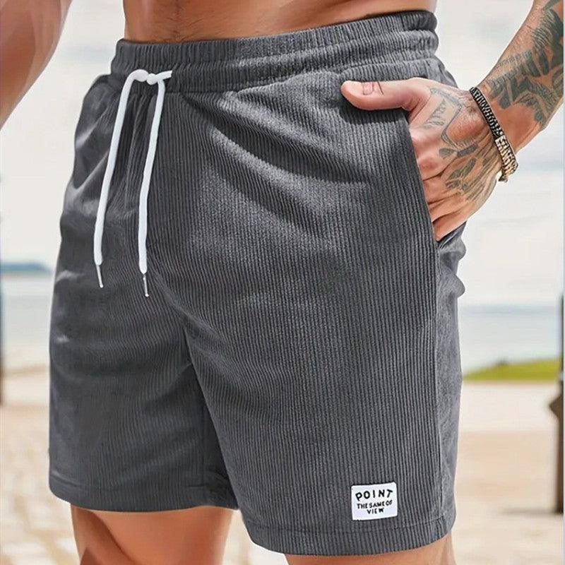 Lace-up Drawstring Summer Shorts Corduroy Sports Short Pants Mens Clothing
