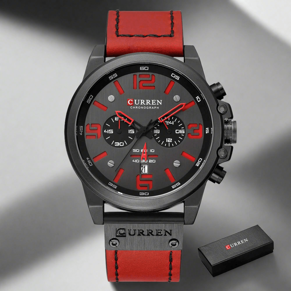 CURREN Watches Men’s Waterproof Sport Wrist Watch Chronograph Military Genuine Leather Relogio Masculino