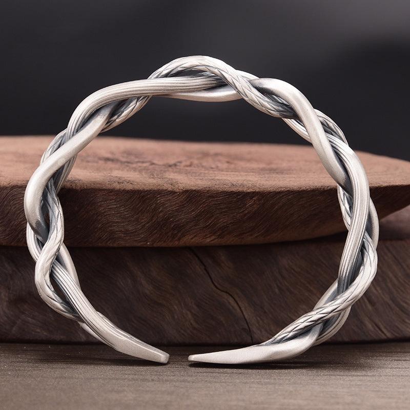 Sterling Silver Retro Three-strand Twist Bracelet Light Luxury Elegant Jewelry - GIFTS EMPORIUM