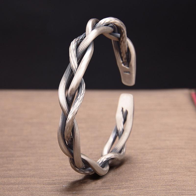 Sterling Silver Retro Three-strand Twist Bracelet Light Luxury Elegant Jewelry - GIFTS EMPORIUM