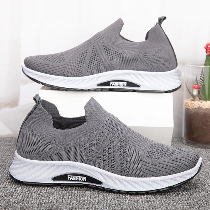 Casual Slip-on Mesh Sports Shoes Flying Woven Soft Running Walking Shoes for Men
