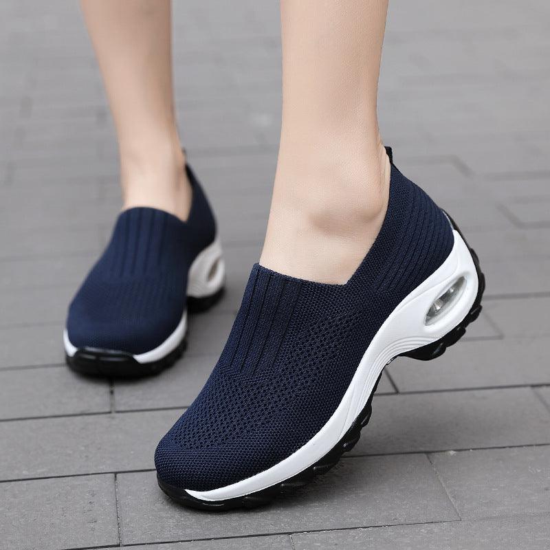 Women's Mesh Sports Shoes Breathable Slip-On Air Cushion Casual Sneakers