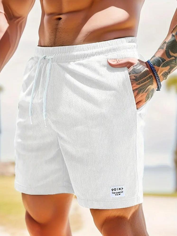 Lace-up Drawstring Summer Shorts Corduroy Sports Short Pants Mens Clothing