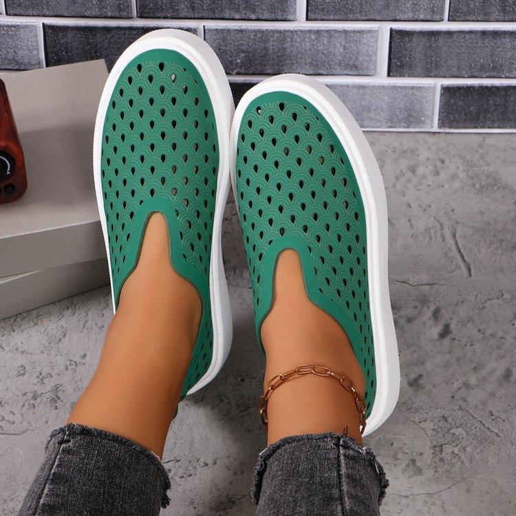 Thick Sole Slip-on Shallow Shoes For Women Fashion Hollow Flat Shoes Casual Versatile