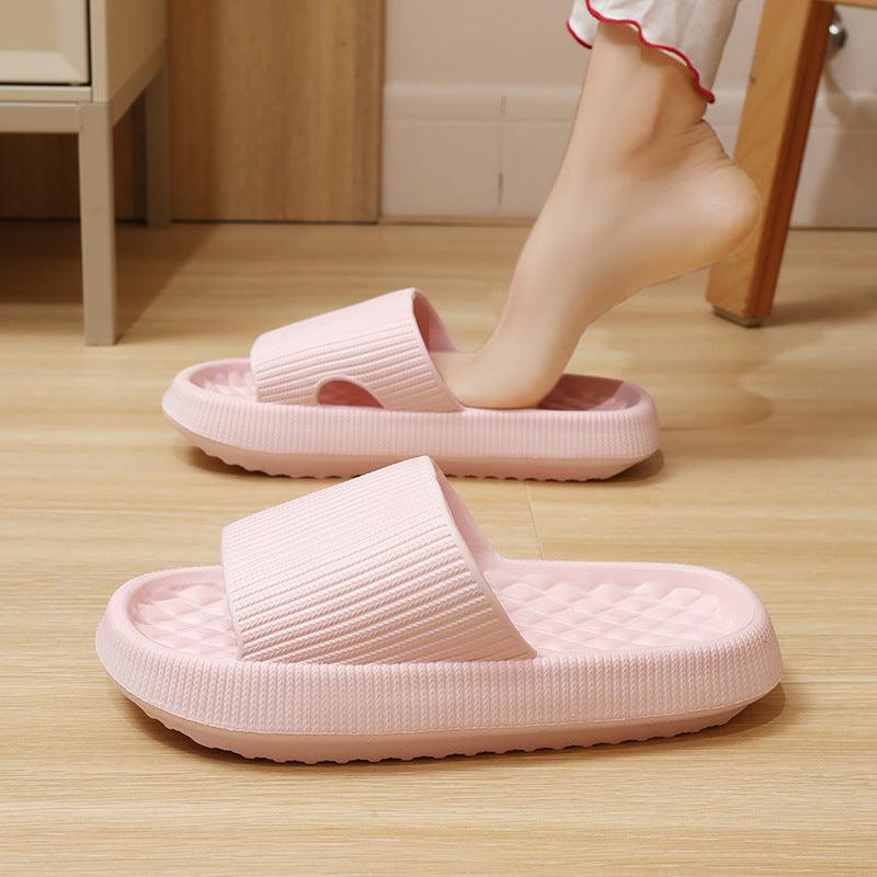 Summer EVA Slippers Solid Color Rhombus Stripe Anti-slip Slippers New Women's Home Shoes - GIFTS EMPORIUM