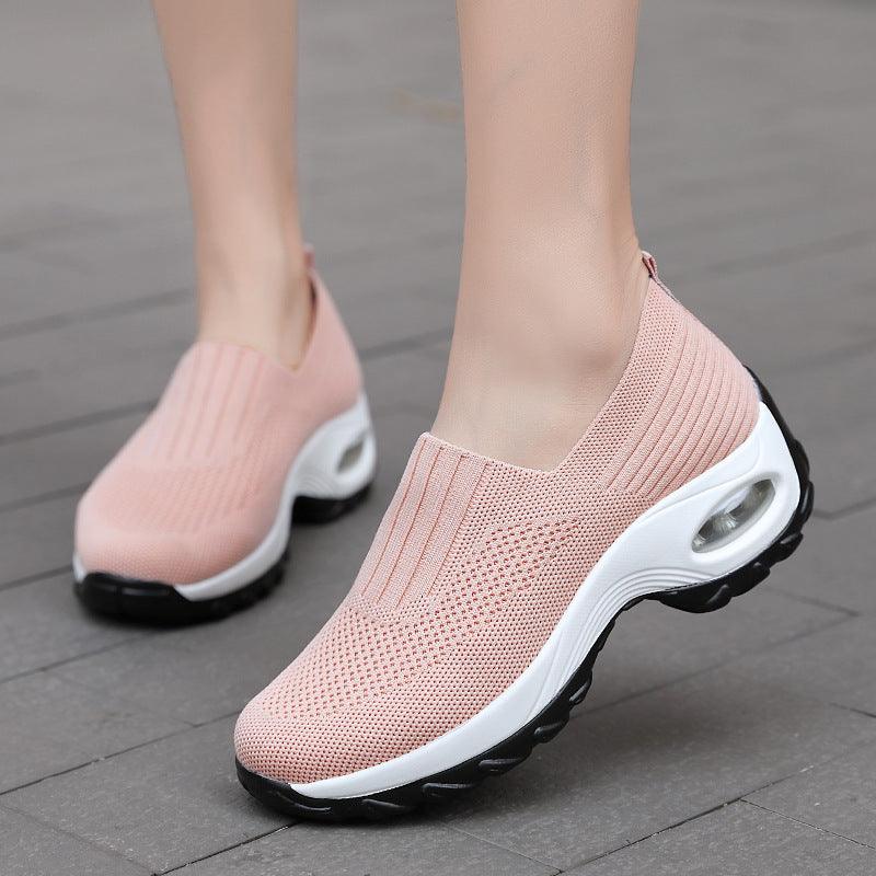 Women's Mesh Sports Shoes Breathable Slip-On Air Cushion Casual Sneakers