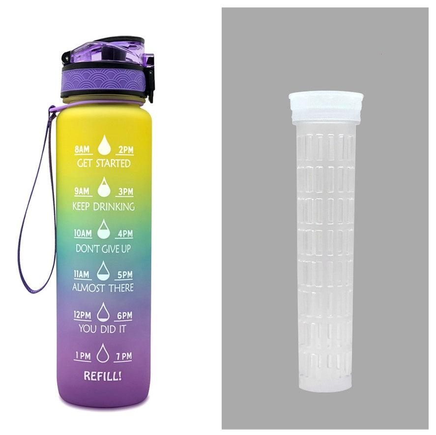 1L Tritan Water Bottle With Time Marker Bounce Cover Motivational Water Bottle Cycling Leakproof Cup For Sports Fitness Bottles - GIFTS EMPORIUM