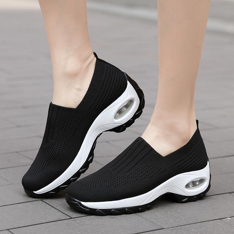 Women's Mesh Sports Shoes Breathable Slip-On Air Cushion Casual Sneakers