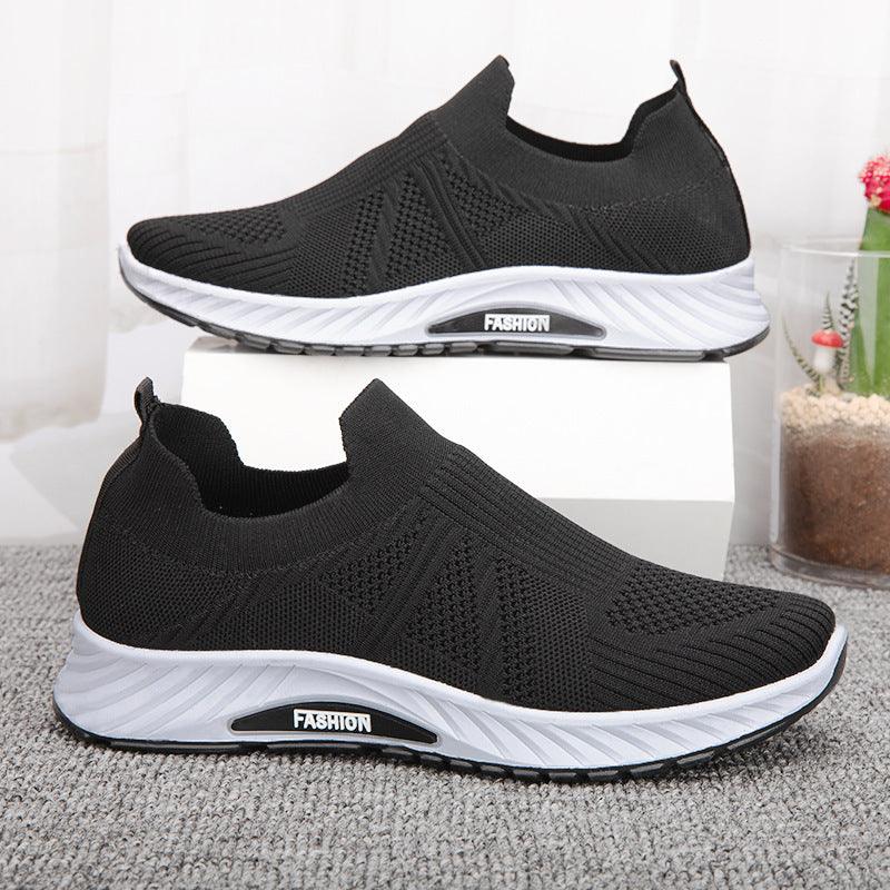 Casual Slip-on Mesh Sports Shoes Flying Woven Soft Running Walking Shoes for Men
