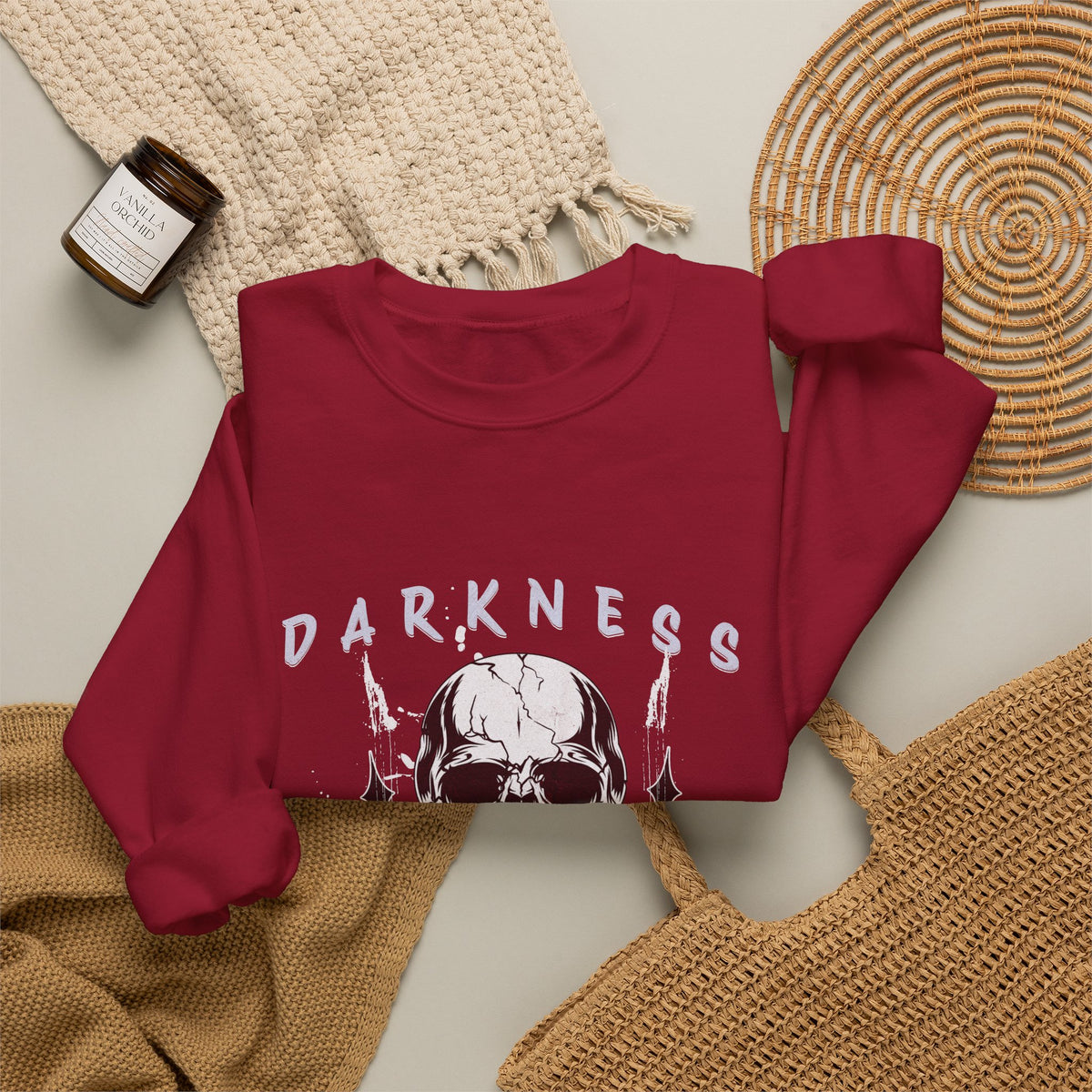 Darkness Skull No Fear crewneck sweatshirt | Gothic Skull Graphic
