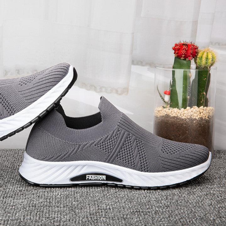 Casual Slip-on Mesh Sports Shoes Flying Woven Soft Running Walking Shoes for Men
