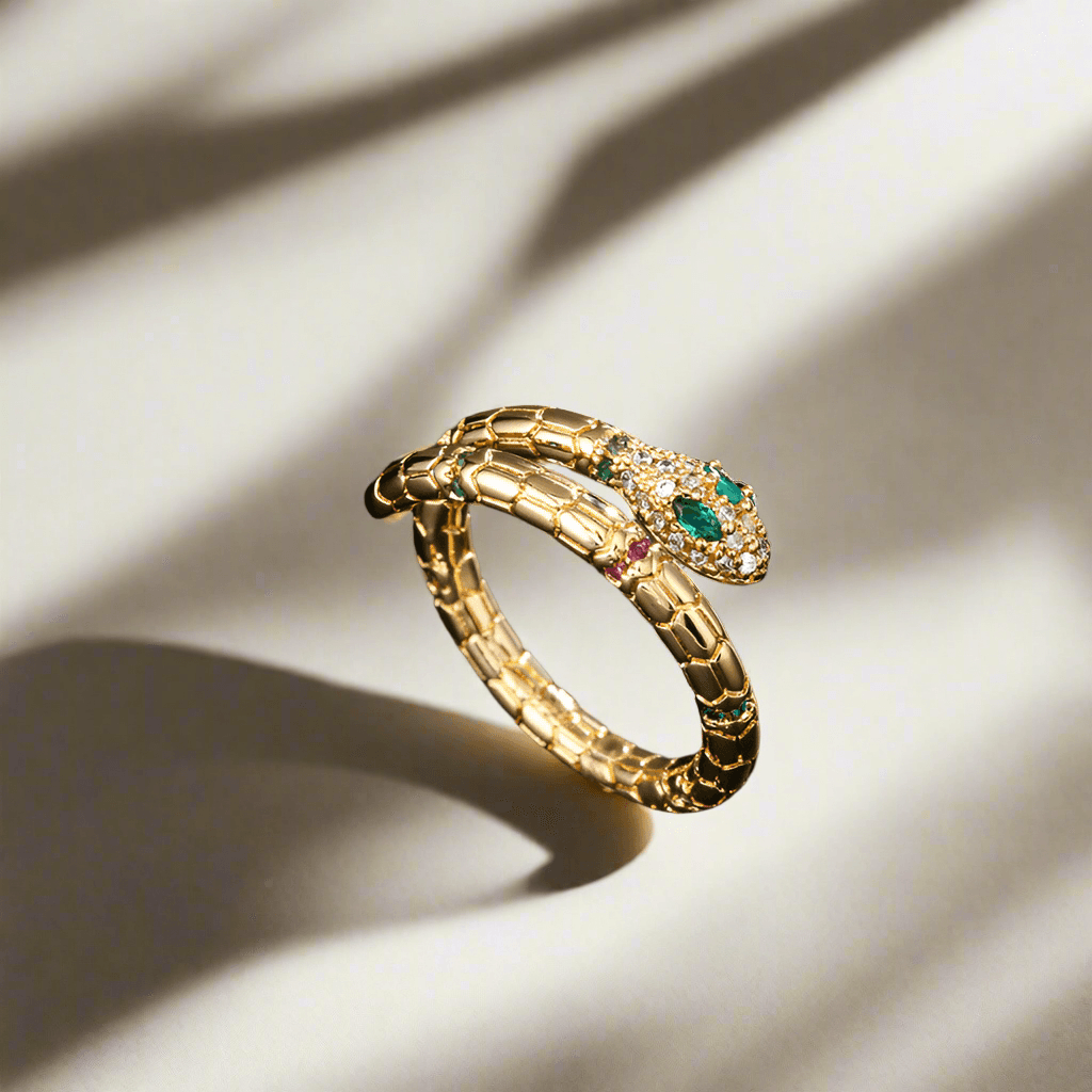 Fashion Gold Color Snake Ring For Women Girl Adjustable Exquisite Shiny Cubic Zirconia Finger Ring Wedding Jewelry Gift