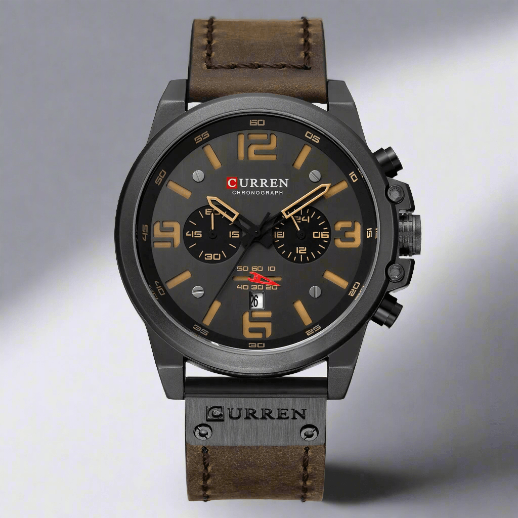 CURREN Watches Men’s Waterproof Sport Wrist Watch Chronograph Military Genuine Leather Relogio Masculino