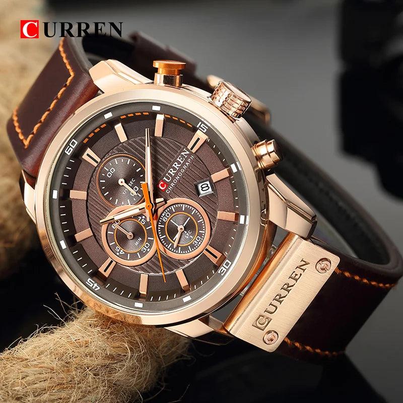 CURREN Brand Watch Men Leather Sports Watches Men's Army Military Quartz Wristwatch Chronograph Male Clock Relogio Masculino - GIFTS EMPORIUM