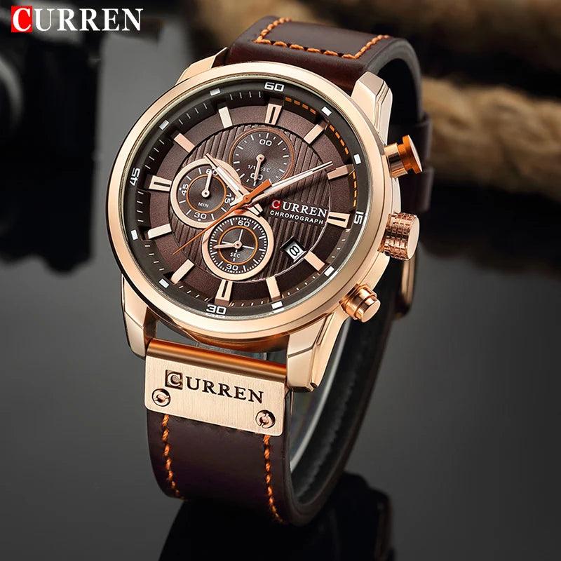 CURREN Brand Watch Men Leather Sports Watches Men's Army Military Quartz Wristwatch Chronograph Male Clock Relogio Masculino - GIFTS EMPORIUM