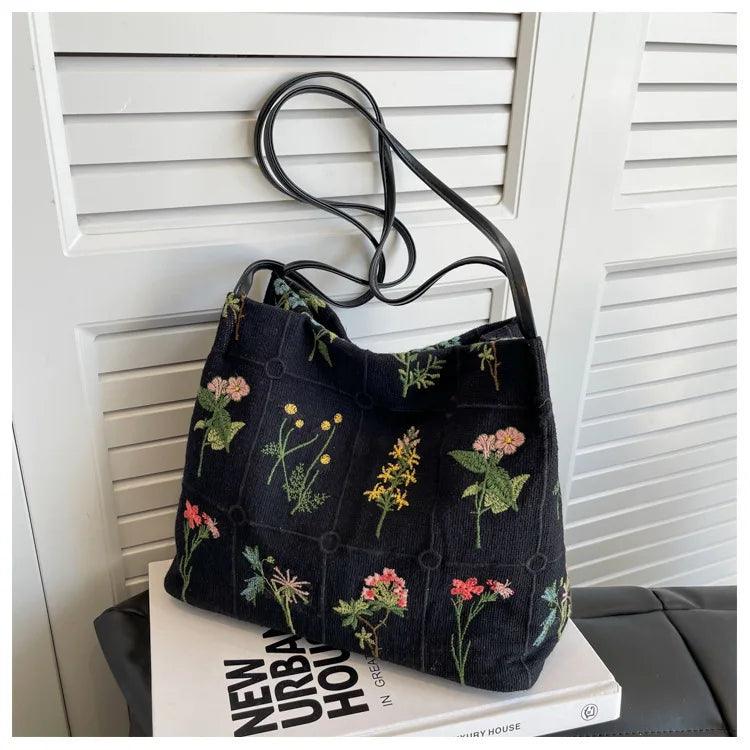ISKYBOB 2023 Women Large Capacity Embroidered Tote Bag -Shoulder Bag -Bucket Bag