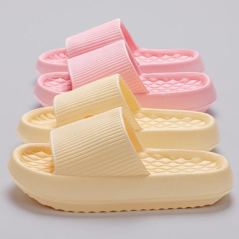 Summer EVA Slippers Solid Color Rhombus Stripe Anti-slip Slippers New Women's Home Shoes - GIFTS EMPORIUM