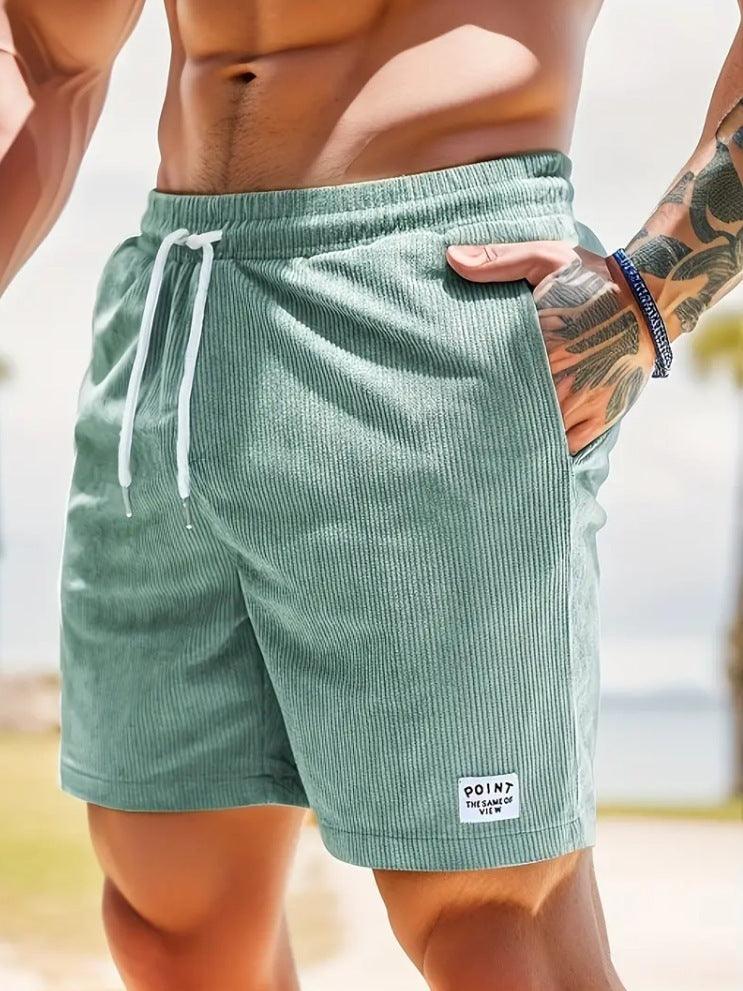 Lace-up Drawstring Summer Shorts Corduroy Sports Short Pants Mens Clothing