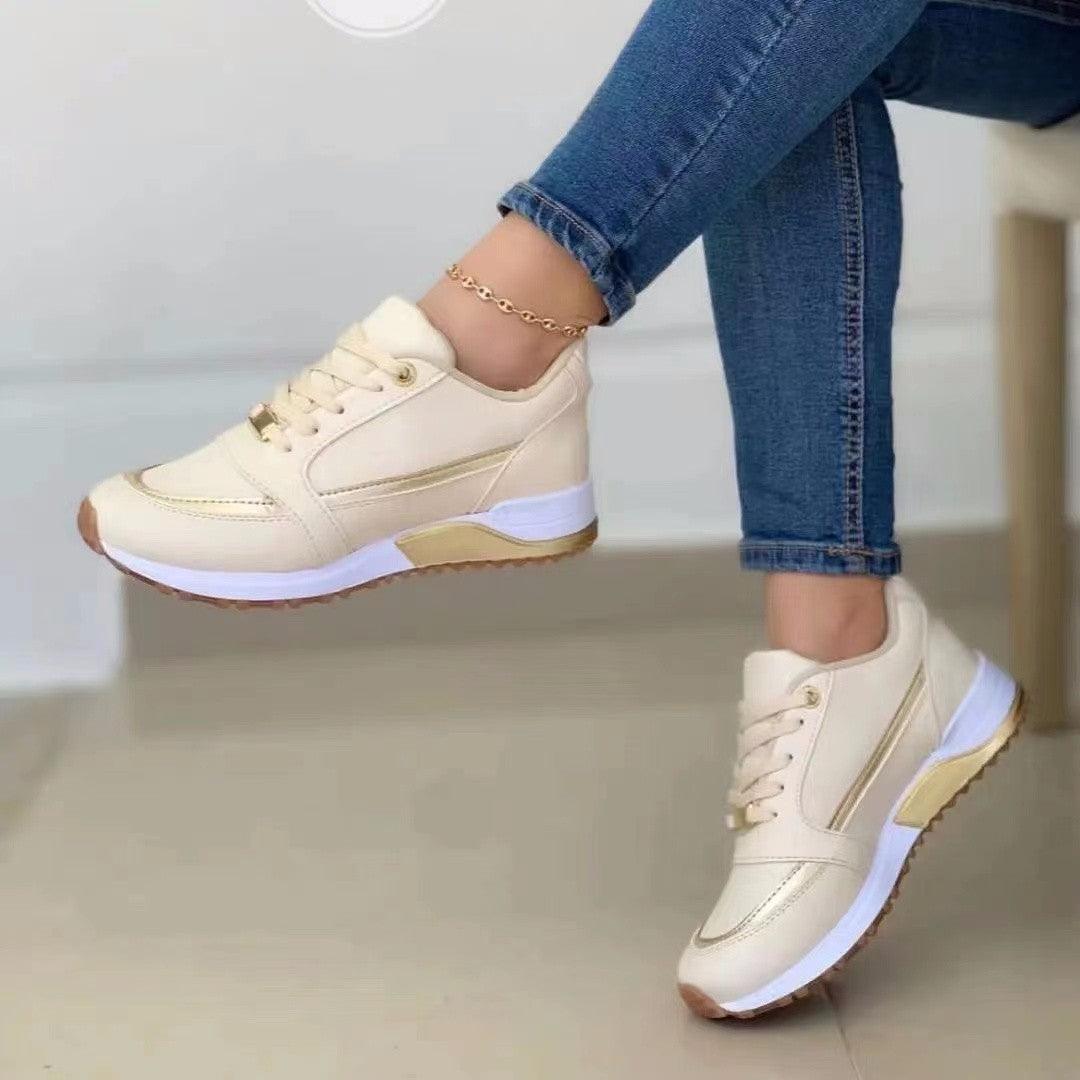 Casual Lace-up Women Shoes Sports Walking Sneakers-Shallow Round Toe