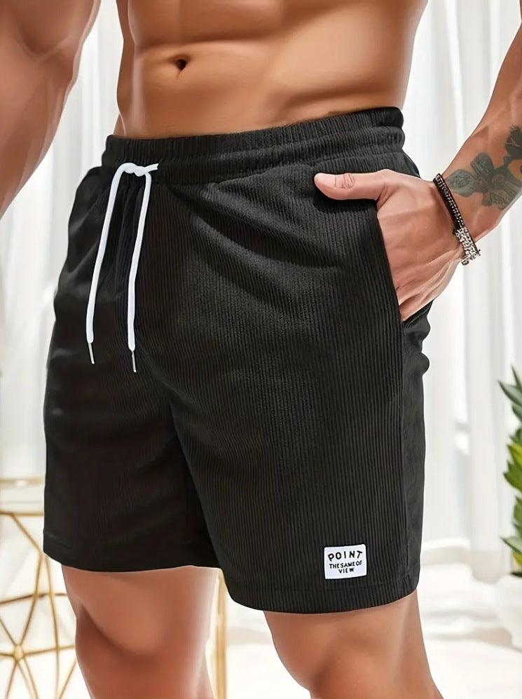 Lace-up Drawstring Summer Shorts Corduroy Sports Short Pants Mens Clothing