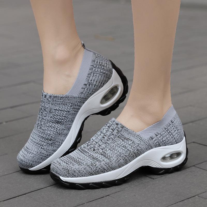 Women's Mesh Sports Shoes Breathable Slip-On Air Cushion Casual Sneakers