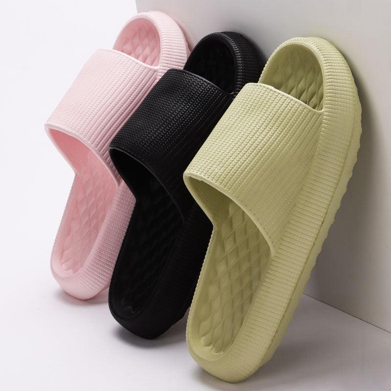 Summer EVA Slippers Solid Color Rhombus Stripe Anti-slip Slippers New Women's Home Shoes - GIFTS EMPORIUM