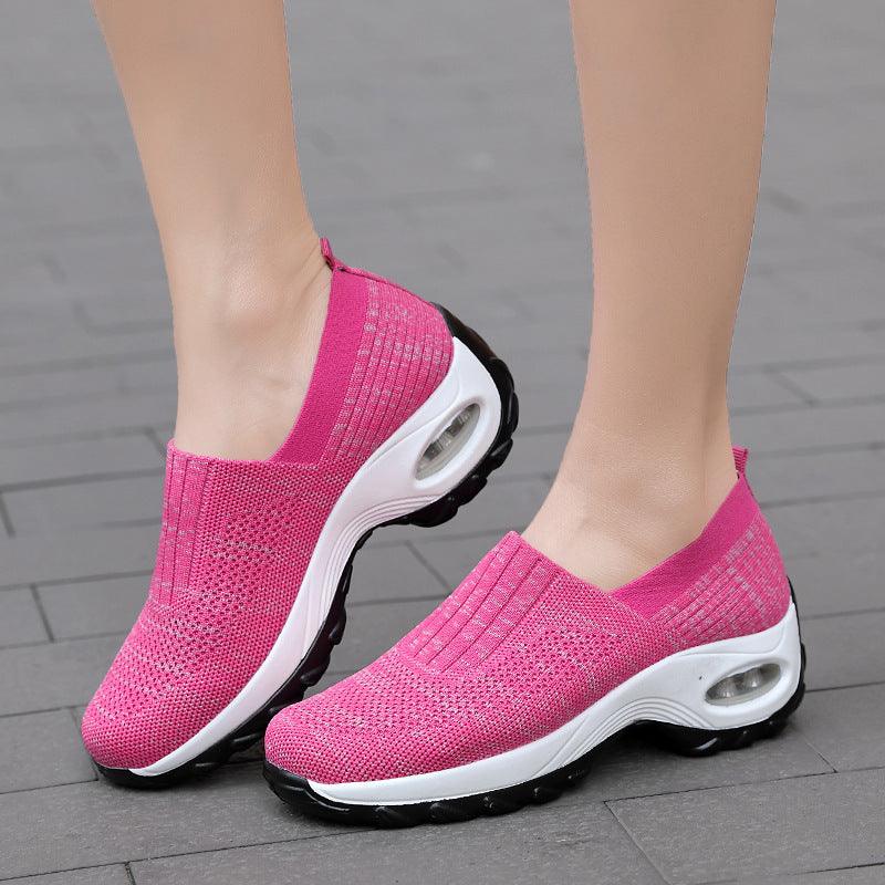 Women's Mesh Sports Shoes Breathable Slip-On Air Cushion Casual Sneakers