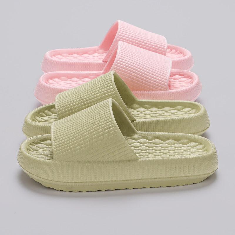 Summer EVA Slippers Solid Color Rhombus Stripe Anti-slip Slippers New Women's Home Shoes - GIFTS EMPORIUM