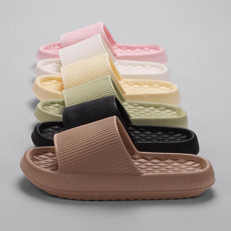 Summer EVA Slippers Solid Color Rhombus Stripe Anti-slip Slippers New Women's Home Shoes - GIFTS EMPORIUM