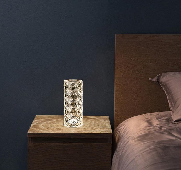 Nordic Crystal Lamp USB Table Lamps Bedroom Touch Dimming Atmosphere Diamond Night Light Rose Projector Lamp Decor - GIFTS EMPORIUM