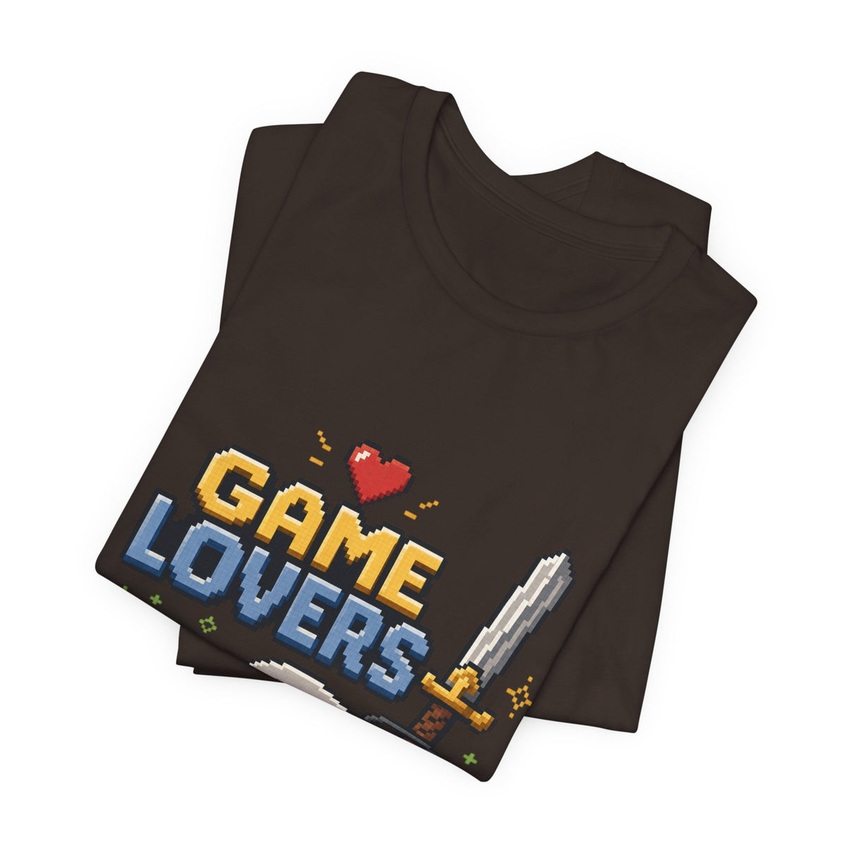 Game Lovers Pixel Art T-Shirt — Retro Controller, Sword & Power-Ups Tee