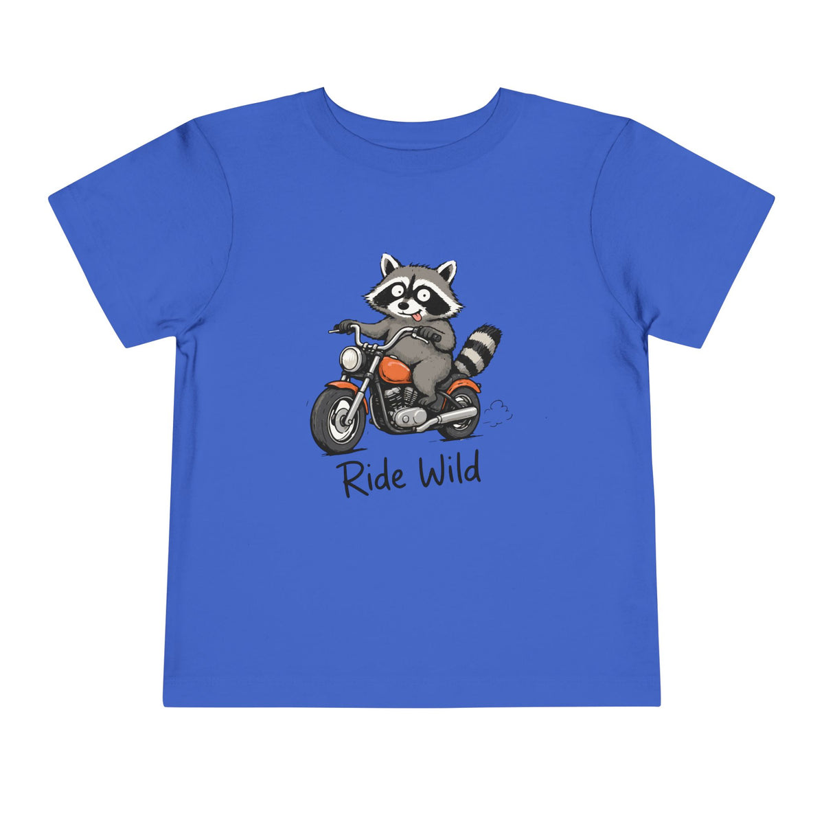 Toddler Tee — "Ride Wild" Raccoon on Motorcycle