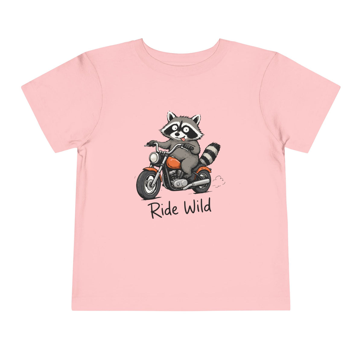 Toddler Tee — "Ride Wild" Raccoon on Motorcycle