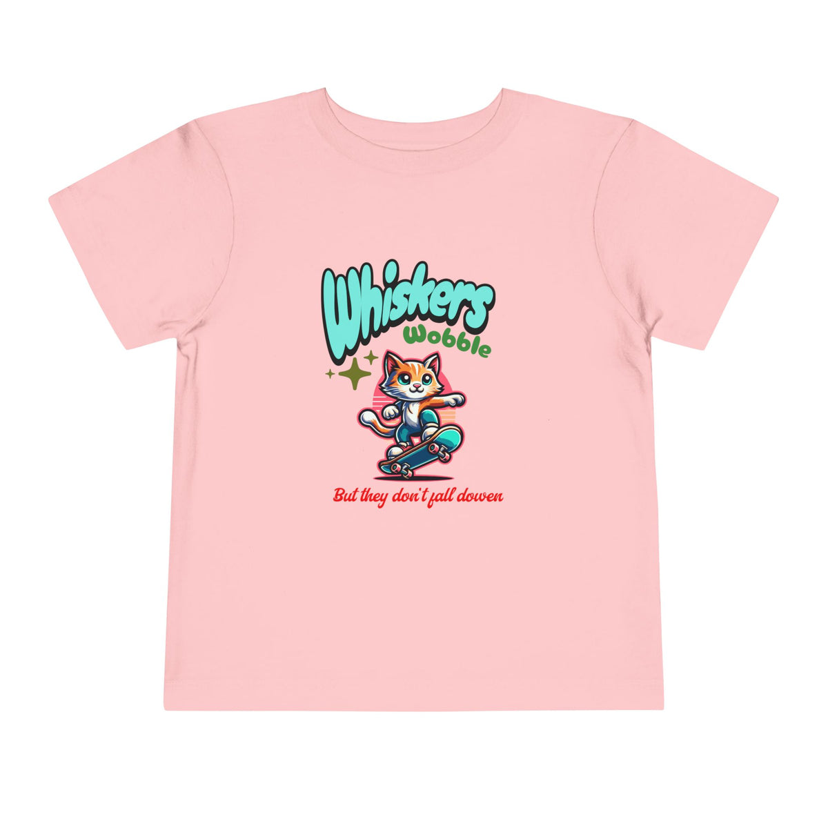 Toddler Tee — "Whiskers Wobble" Cute Skateboarding Cat Graphic Tee