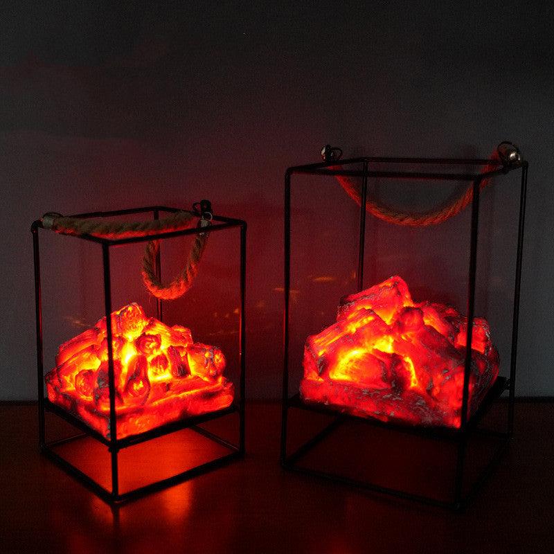 LED Flame Light Home Christmas Halloween Simulated Charcoal Fireplace Lamp