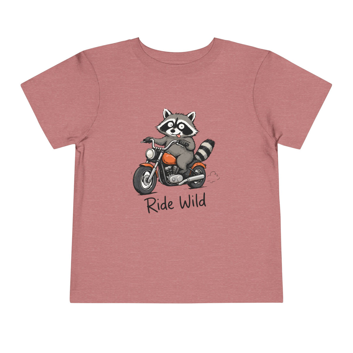 Toddler Tee — "Ride Wild" Raccoon on Motorcycle