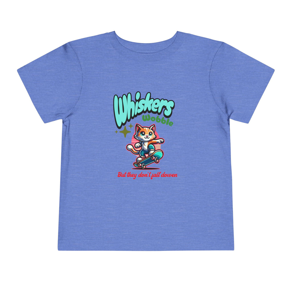Toddler Tee — "Whiskers Wobble" Cute Skateboarding Cat Graphic Tee