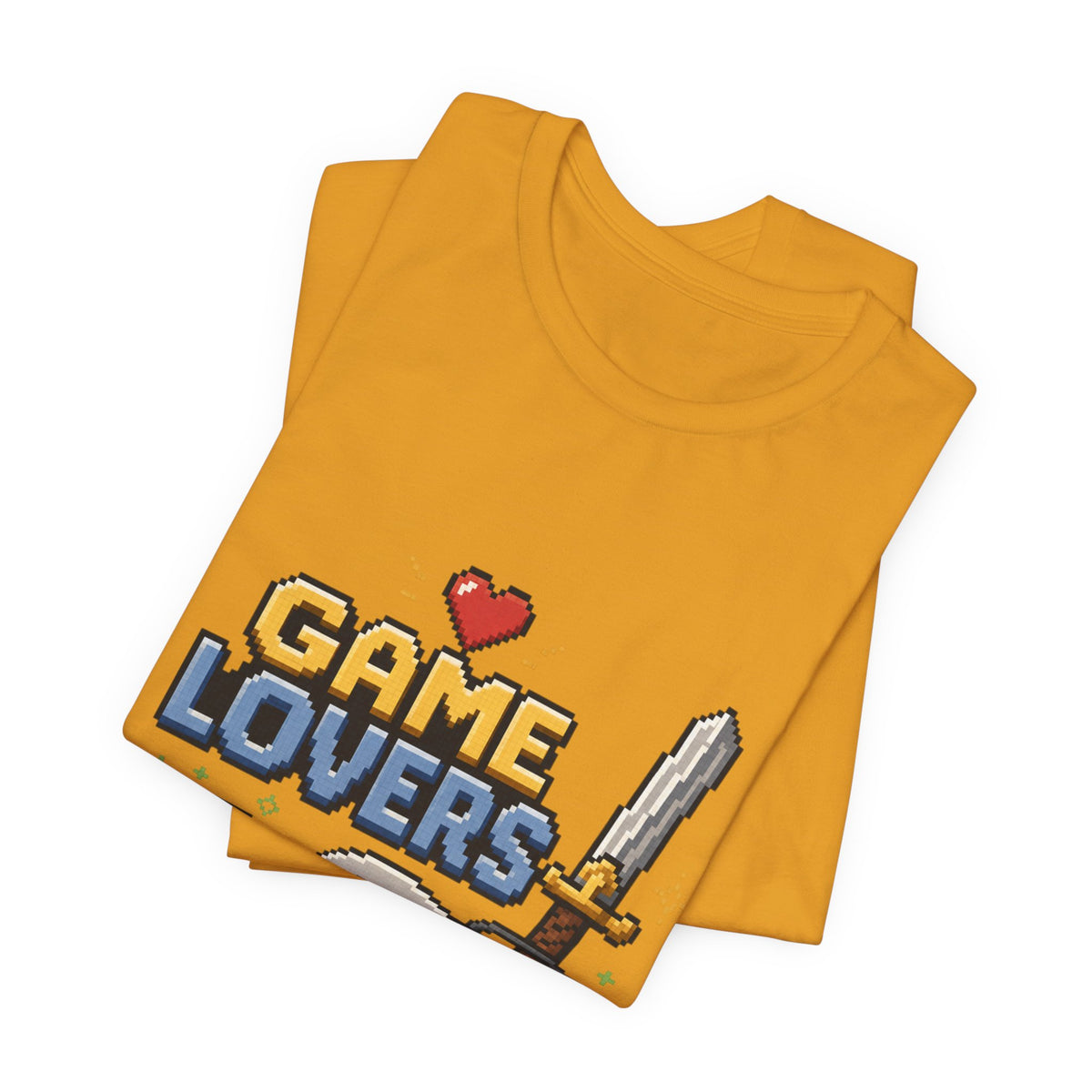 Game Lovers Pixel Art T-Shirt — Retro Controller, Sword & Power-Ups Tee