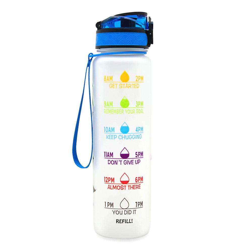 1L Tritan Water Bottle With Time Marker Bounce Cover Motivational Water Bottle Cycling Leakproof Cup For Sports Fitness Bottles - GIFTS EMPORIUM