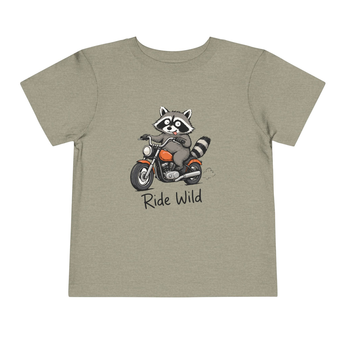 Toddler Tee — "Ride Wild" Raccoon on Motorcycle