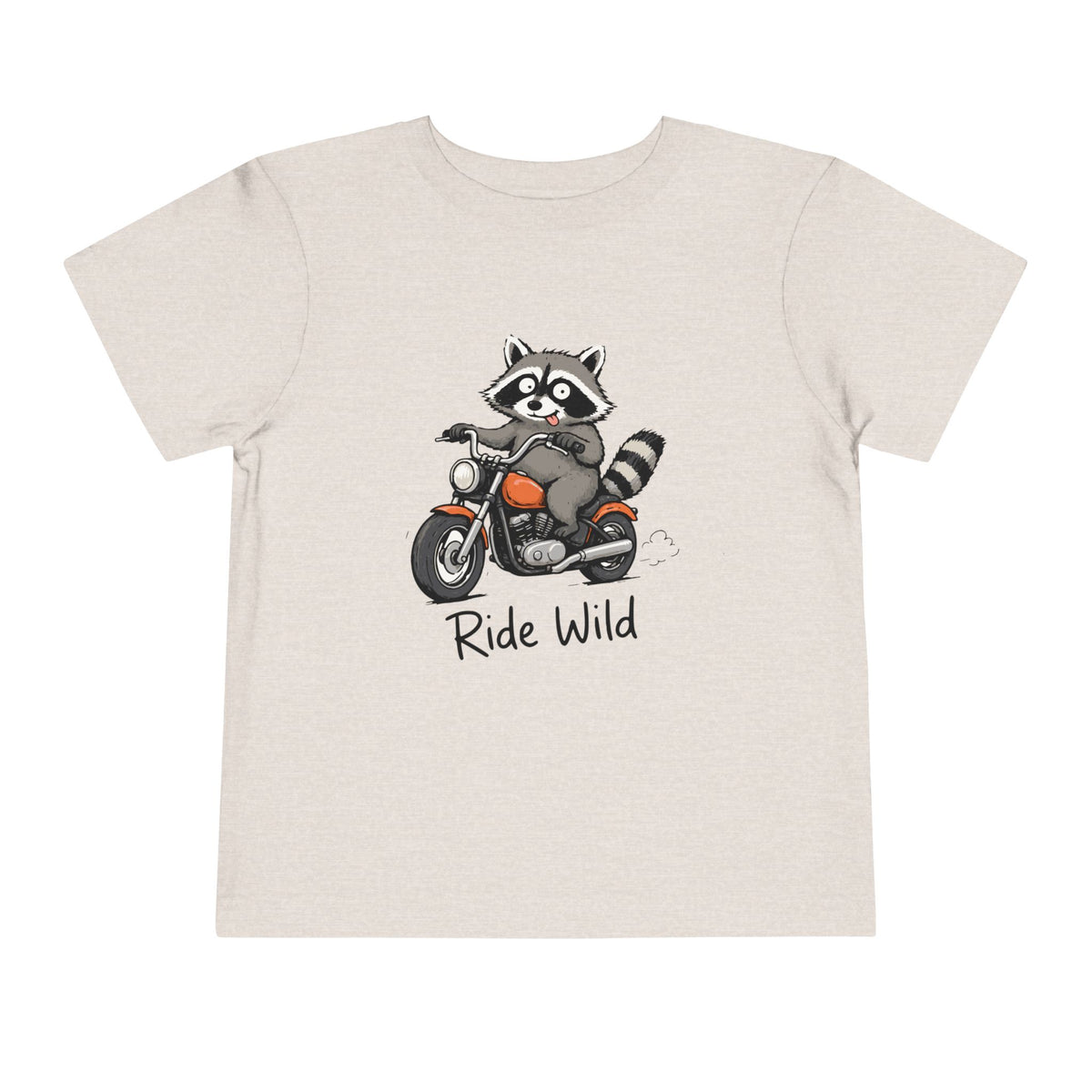 Toddler Tee — "Ride Wild" Raccoon on Motorcycle