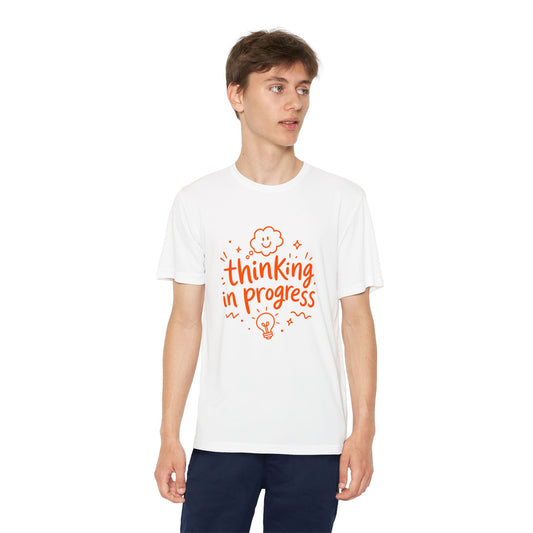 Youth T‑Shirt — "Thinking In Progress" Kids Graphic Tee (Cute Brain & Lightbulb Design)