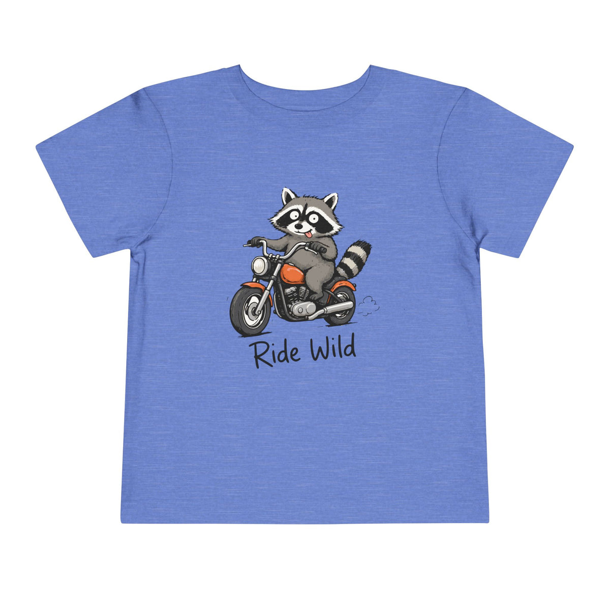 Toddler Tee — "Ride Wild" Raccoon on Motorcycle