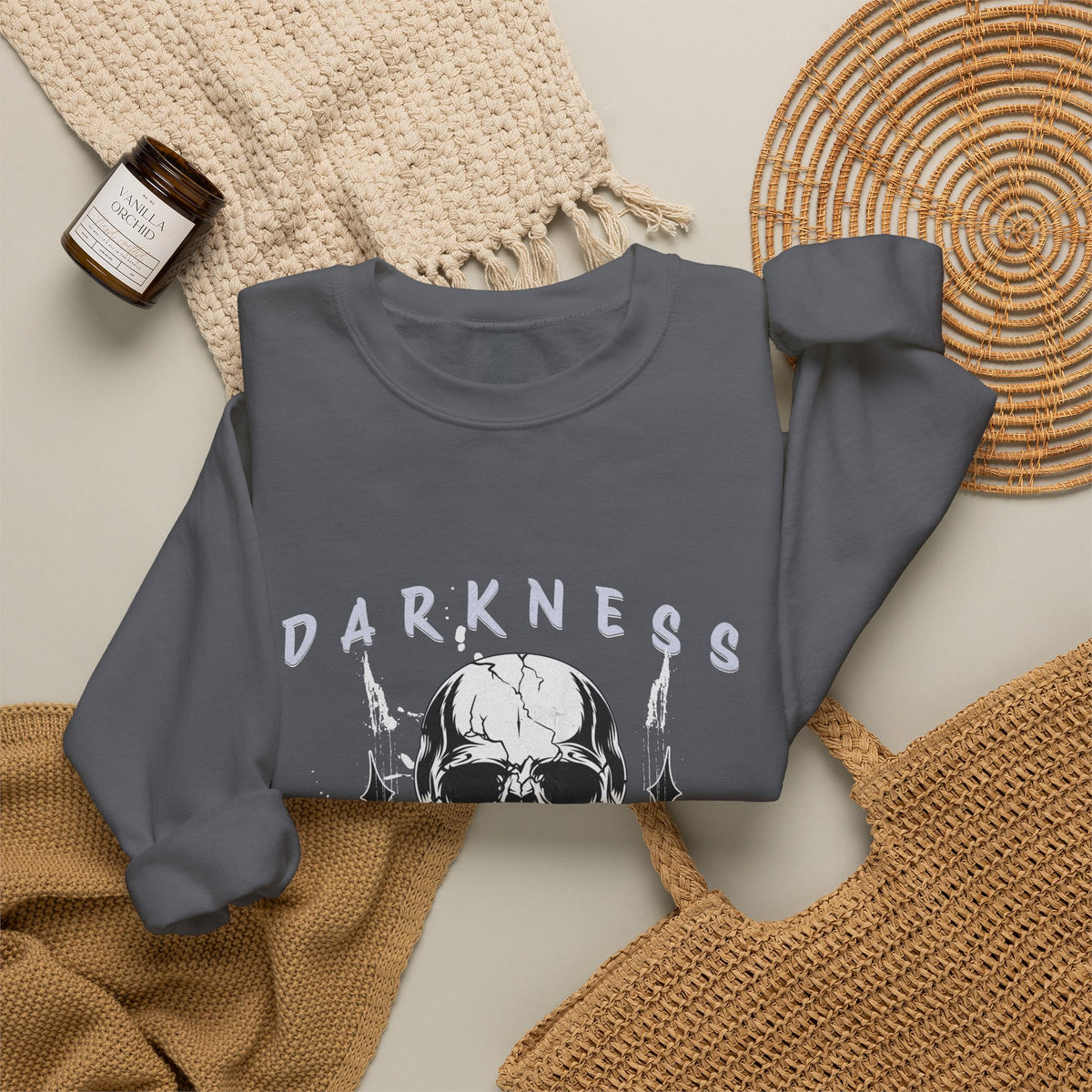 Darkness Skull No Fear crewneck sweatshirt | Gothic Skull Graphic