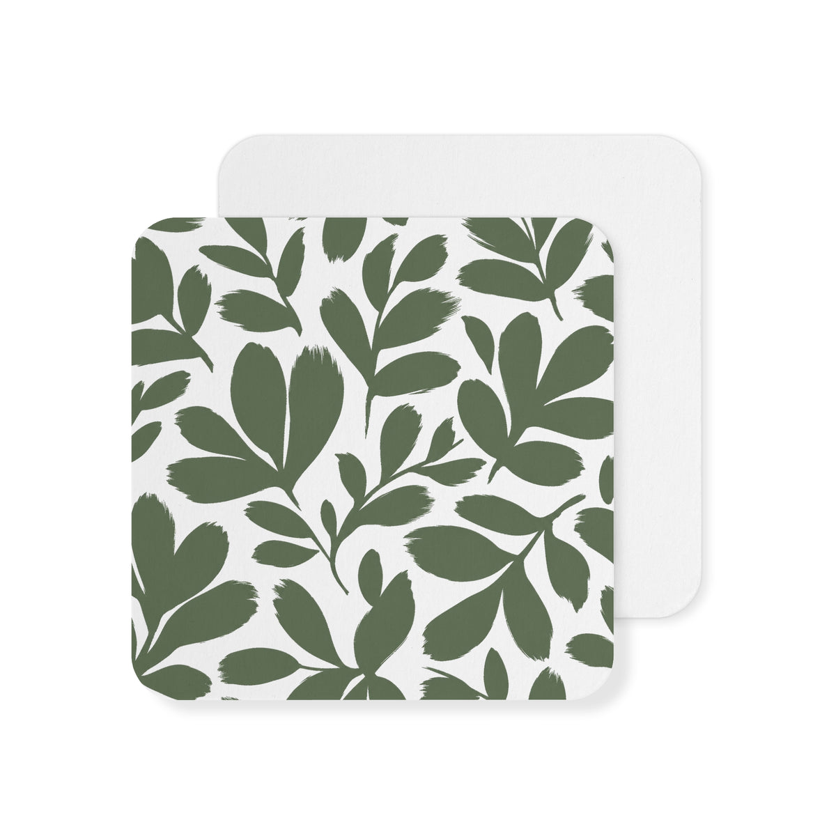 Green Botanical Coasters — Pack of 50/100 Leaf Pattern Drink Coasters
