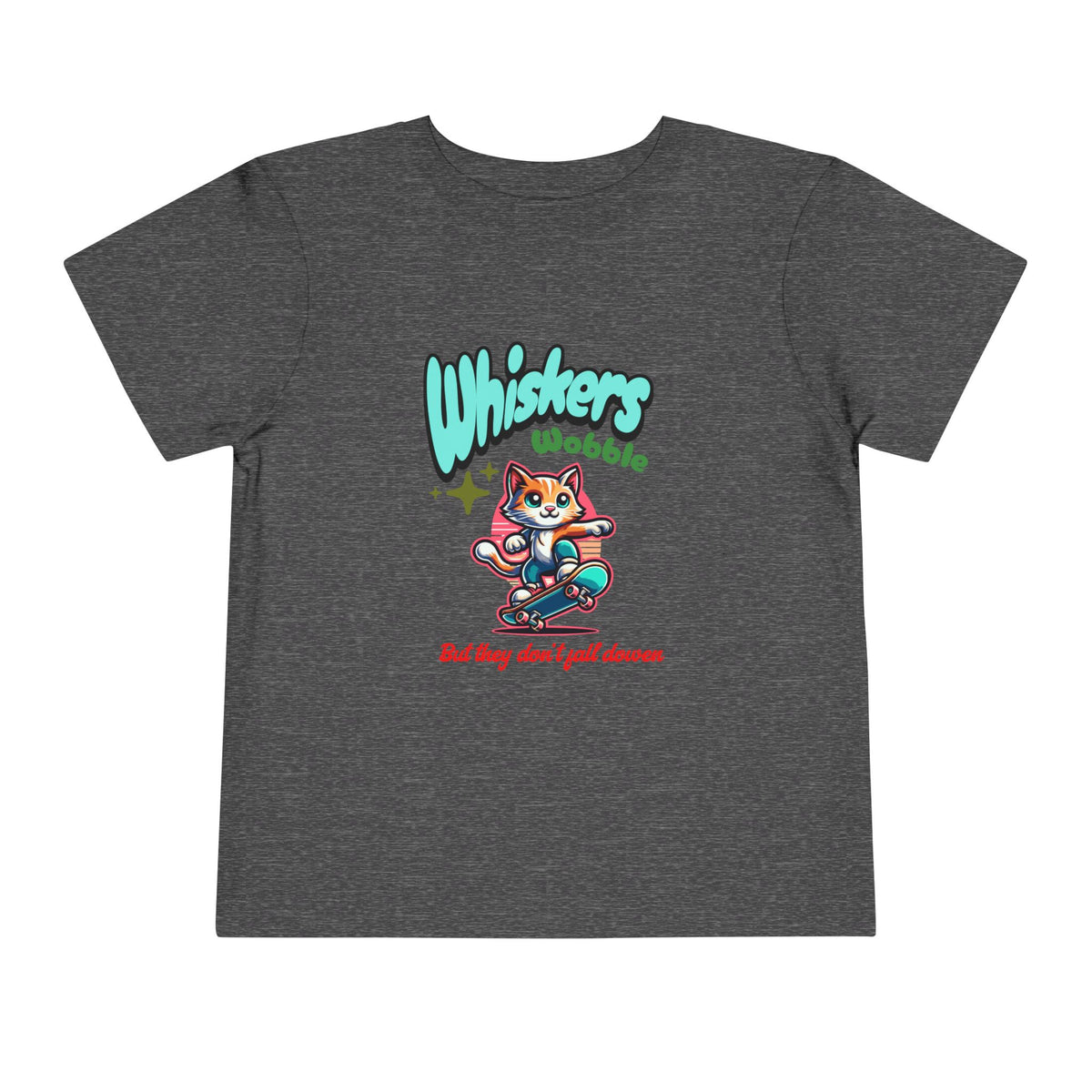 Toddler Tee — "Whiskers Wobble" Cute Skateboarding Cat Graphic Tee