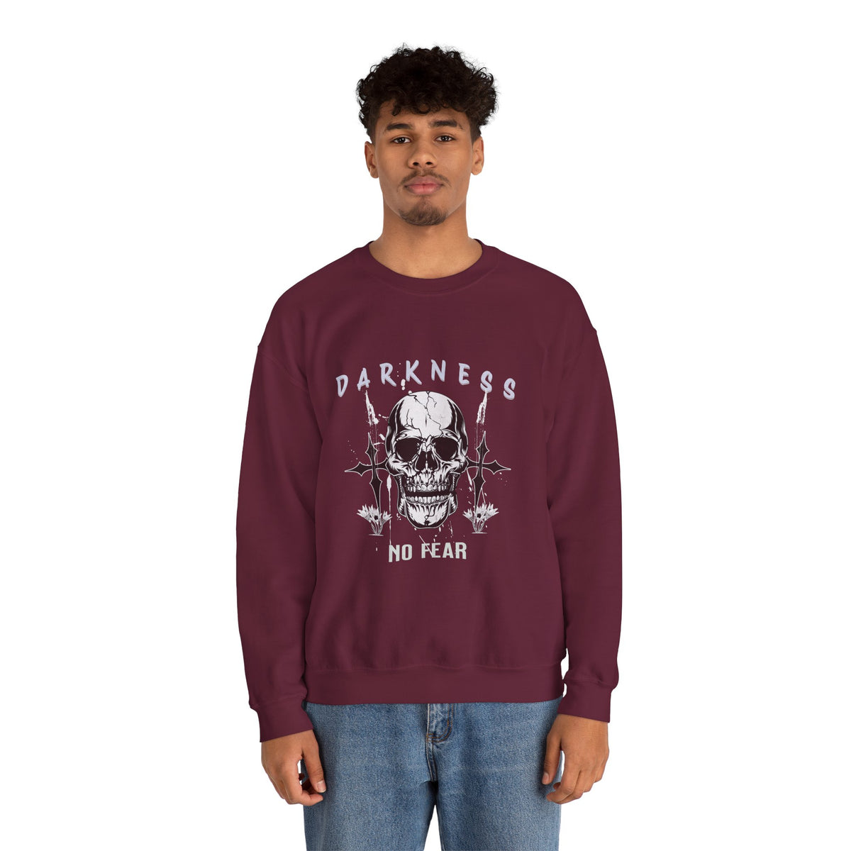 Darkness Skull No Fear crewneck sweatshirt | Gothic Skull Graphic