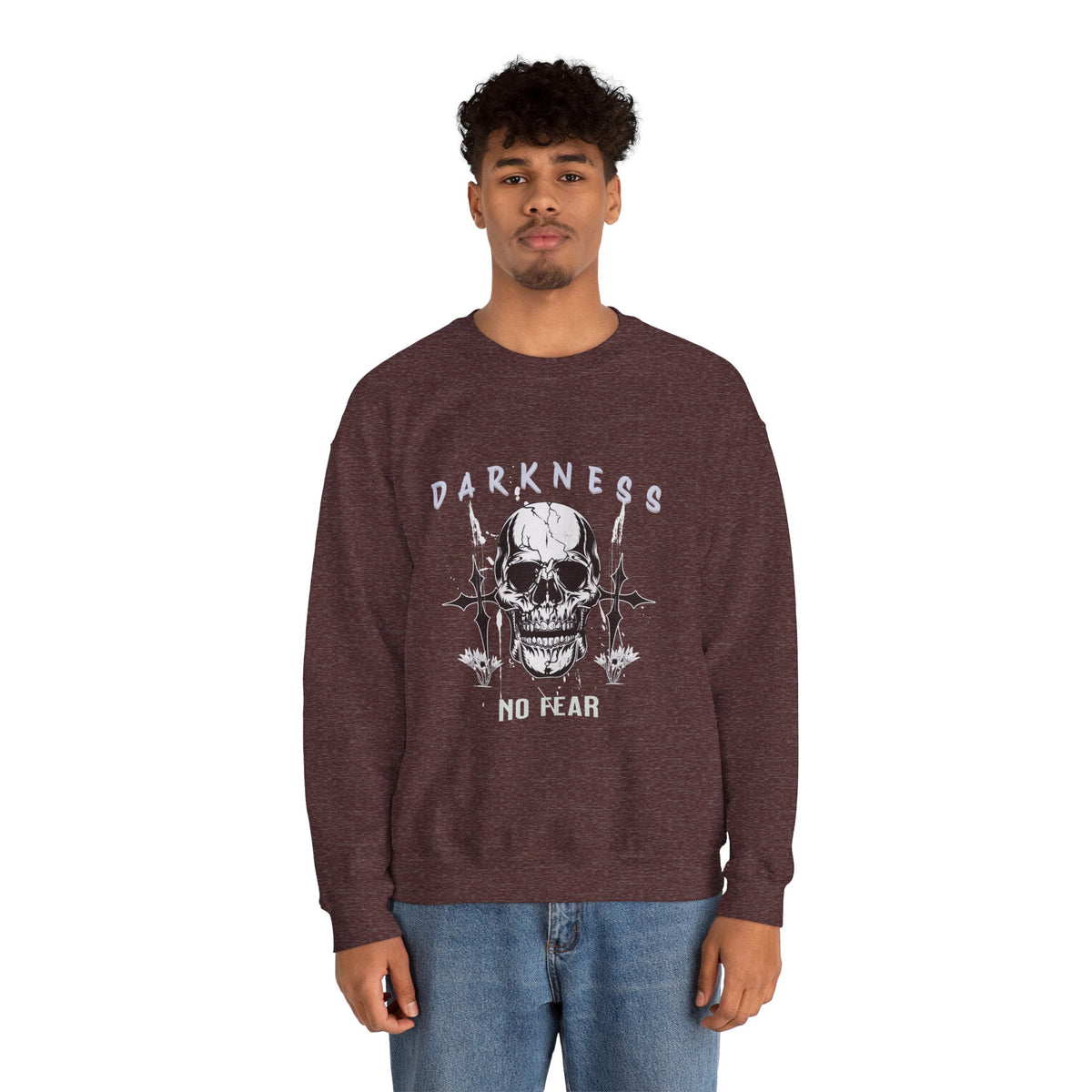 Darkness Skull No Fear crewneck sweatshirt | Gothic Skull Graphic