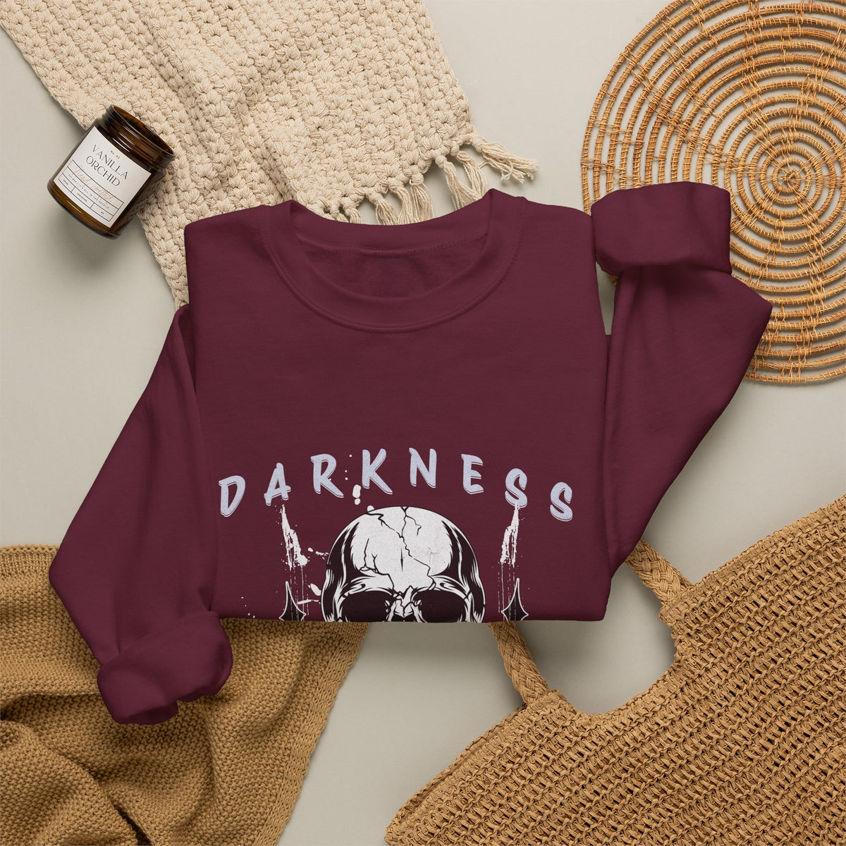 Darkness Skull No Fear crewneck sweatshirt | Gothic Skull Graphic
